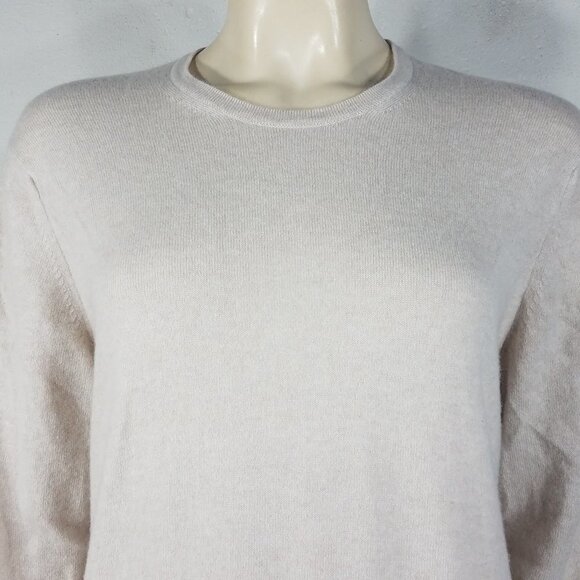 Isle of Skye beige 100% Cashmere crew neck pullover tunic sweater women Large 42 - Picture 2 of 7
